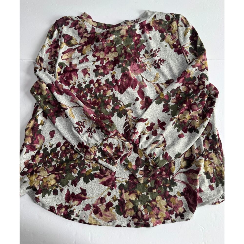 Skye’s The Limit Petite Floral Top Womens PXL Lace Up Long Sleeve Knit Blouse - Picture 8 of 8